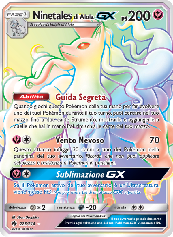 Ninetales di Alola GX 225/236 — Tuoni Perduti (Italian Pokémon TCG card)