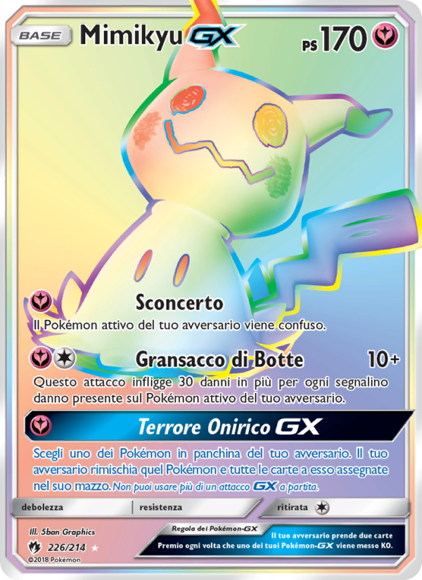 Mimikyu GX 226/236 — Tuoni Perduti (Italian Pokémon TCG card)