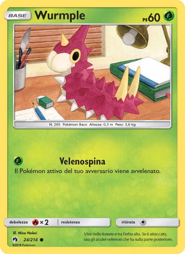 Wurmple 024/236 — Lost Thunder (Italian Pokémon TCG card)