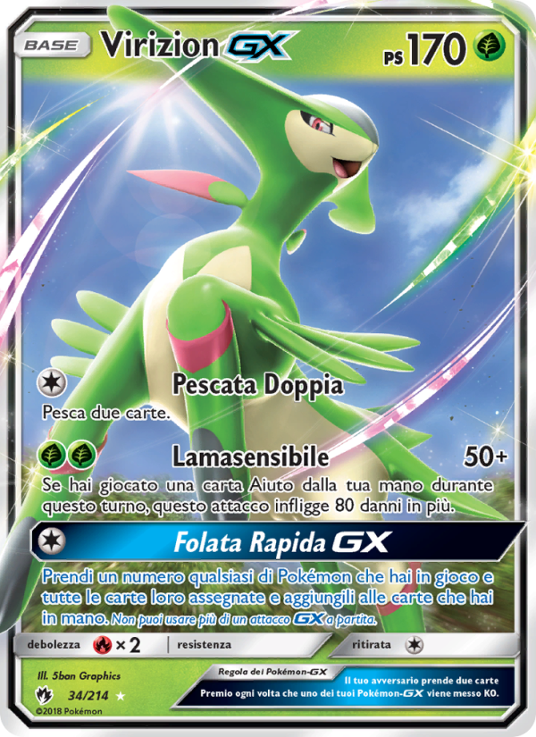 Virizion GX 034/236 — Tuoni Perduti (Italian Pokémon TCG card)