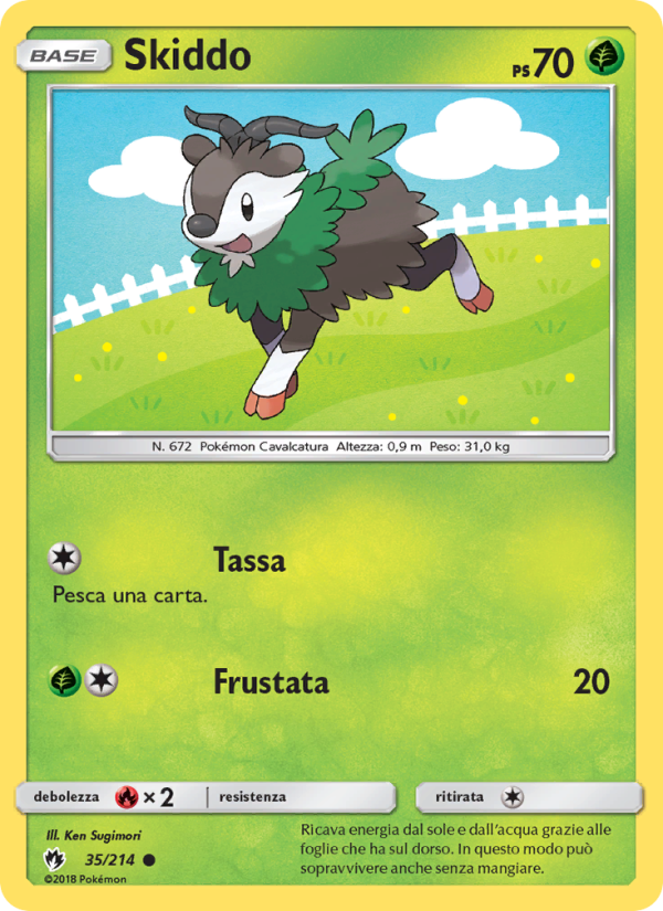 Skiddo 035/236 — Tuoni Perduti (Italian Pokémon TCG card)