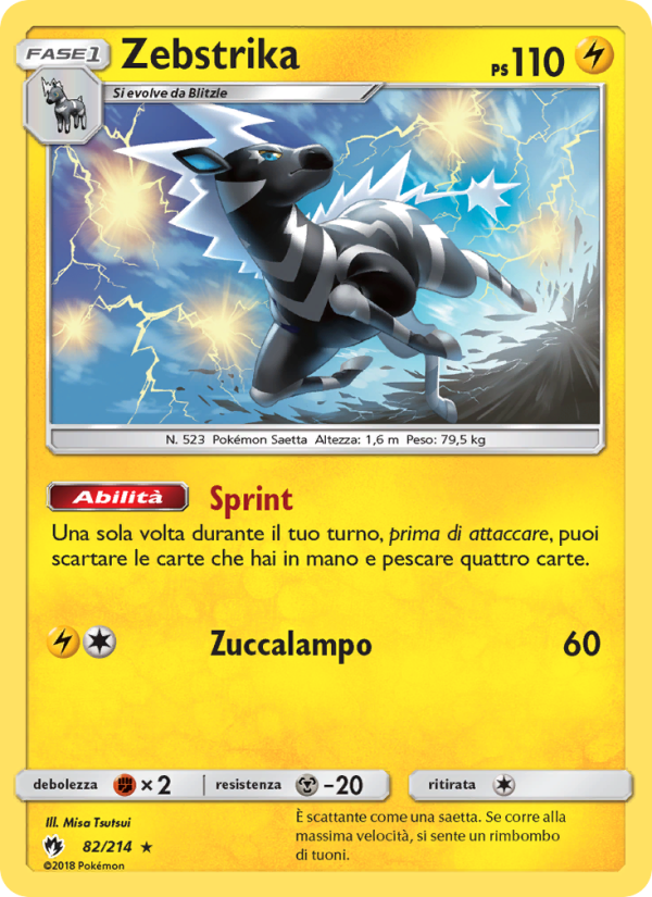 Zebstrika 082/236 — Tuoni Perduti (Italian Pokémon TCG card)