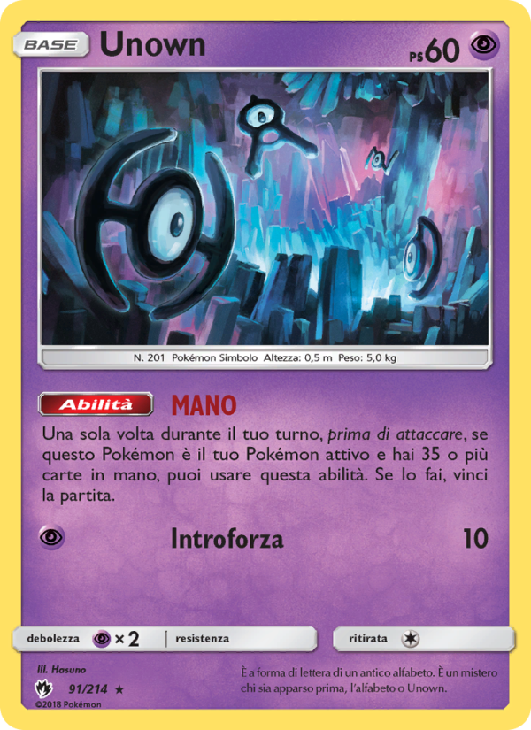 Unown 091/236 — Tuoni Perduti (Italian Pokémon TCG card)
