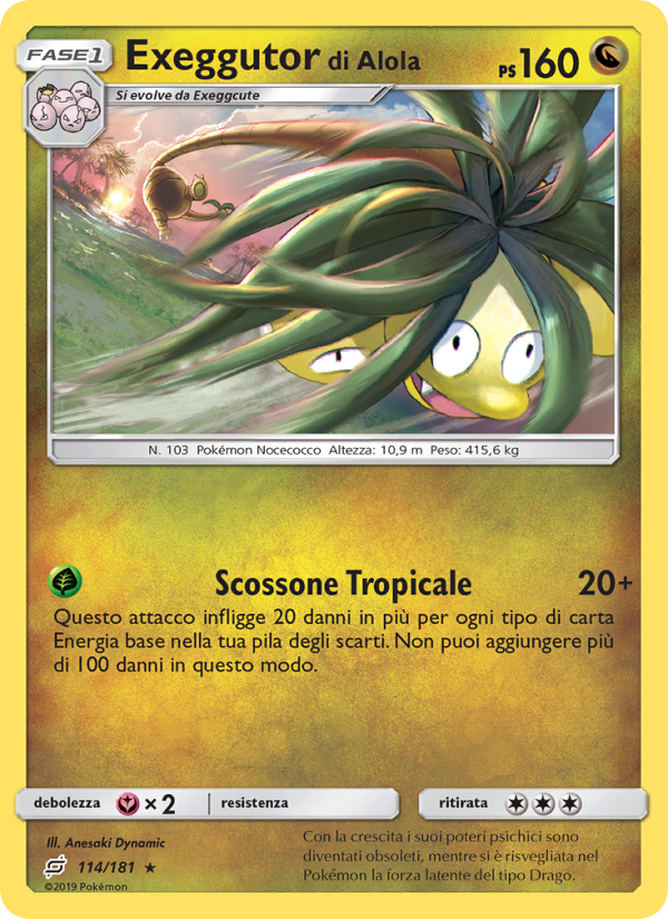 Exeggutor di Alola 114/196 — Gioco di Squadra (Italian Pokémon TCG card)