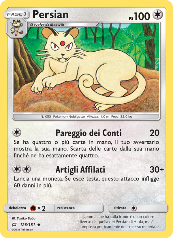 Persian 126/196 — Team Up (Italian Pokémon TCG card)