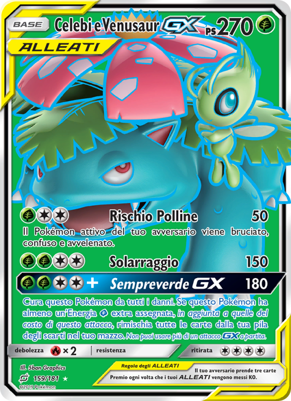 Celebi e Venusaur GX 159/196 — Gioco di Squadra (Italian Pokémon TCG card)