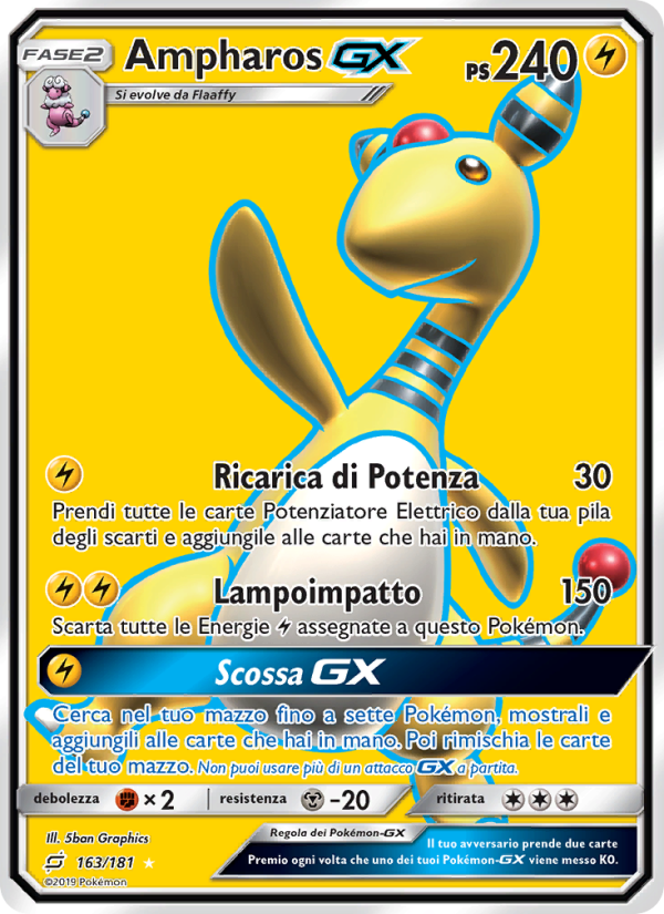 Ampharos GX 163/196 — Gioco di Squadra (Italian Pokémon TCG card)