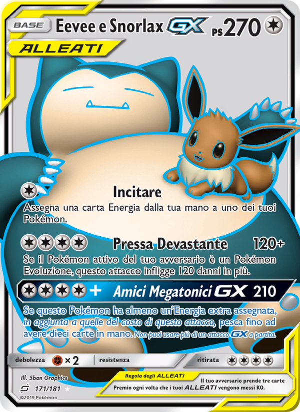 Eevee e Snorlax GX 171/196 — Gioco di Squadra (Italian Pokémon TCG card)