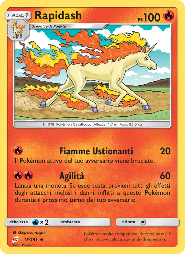 Rapidash 018/196 — Gioco di Squadra (Italian Pokémon TCG card)