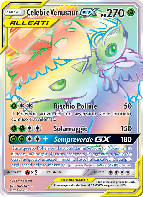Celebi e Venusaur GX 182/196 — Gioco di Squadra (Italian Pokémon TCG card)