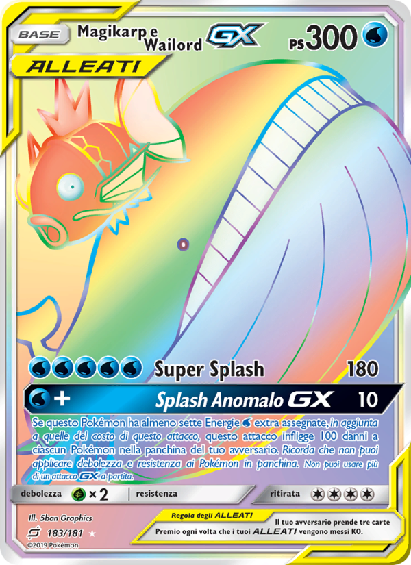 Magikarp e Wailord GX 183/196 — Gioco di Squadra (Italian Pokémon TCG card)