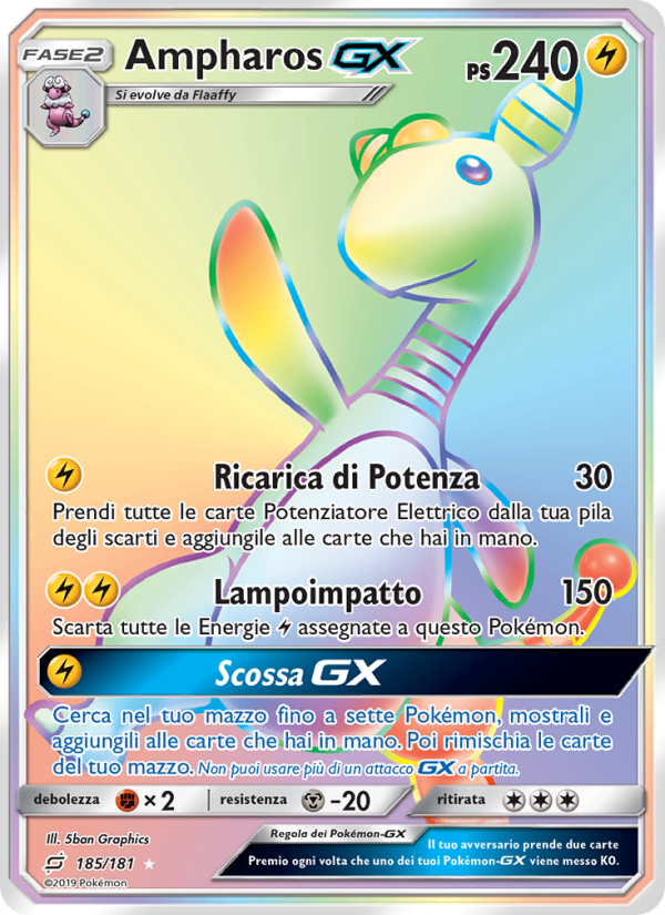 Ampharos GX 185/196 — Gioco di Squadra (Italian Pokémon TCG card)