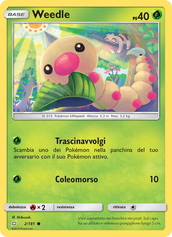 Weedle 002/196 — Team Up (Italian Pokémon TCG card)