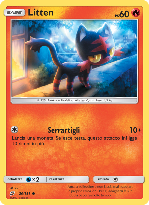 Litten 020/196 — Gioco di Squadra (Italian Pokémon TCG card)