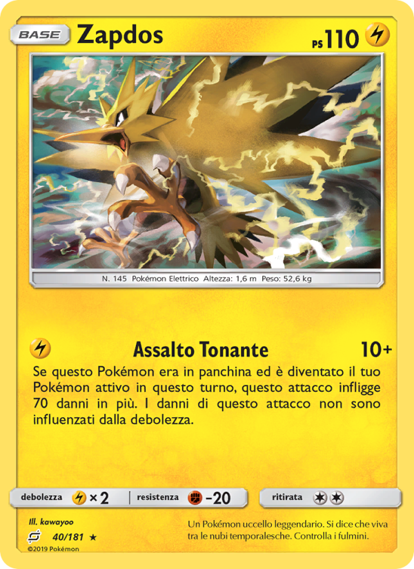 Zapdos 040/196 — Gioco di Squadra (Italian Pokémon TCG card)