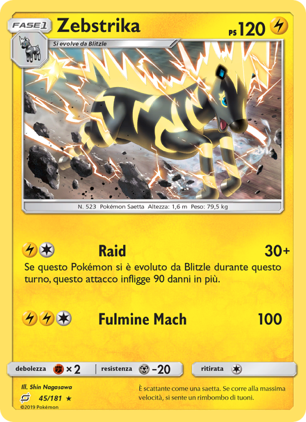 Zebstrika 045/196 — Gioco di Squadra (Italian Pokémon TCG card)