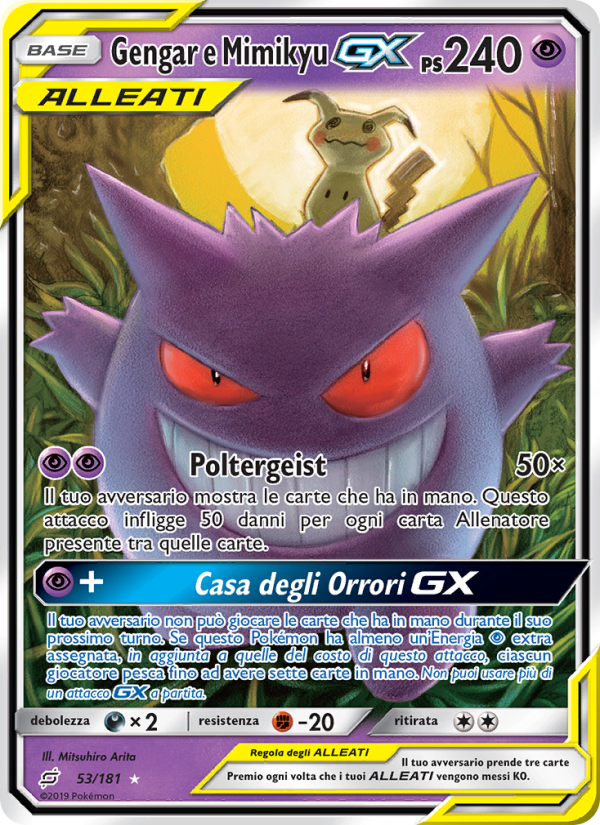 Gengar e Mimikyu GX 053/196 — Gioco di Squadra (Italian Pokémon TCG card)
