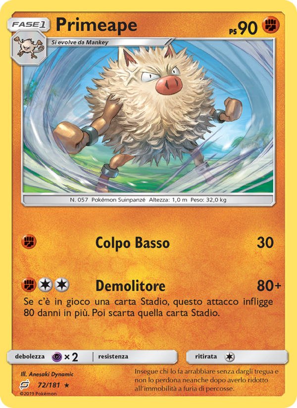 Primeape 072/196 — Gioco di Squadra (Italian Pokémon TCG card)