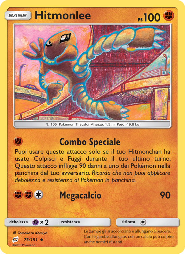 Hitmonlee 073/196 — Gioco di Squadra (Italian Pokémon TCG card)