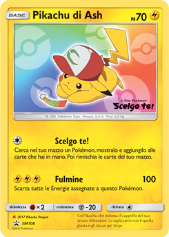 Ash's Pikachu SM108 — Sole e Luna Promo (Italian Pokémon TCG card)