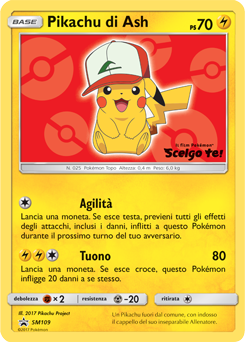 Ash's Pikachu SM109 — Sole e Luna Promo (Italian Pokémon TCG card)