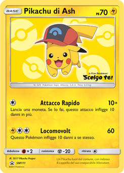 Ash's Pikachu SM111 — Sole e Luna Promo (Italian Pokémon TCG card)