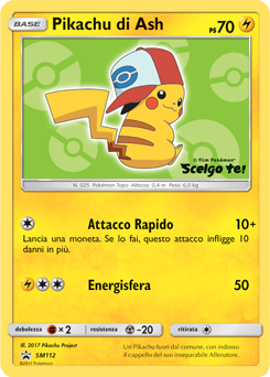 Ash's Pikachu SM112 — Sole e Luna Promo (Italian Pokémon TCG card)