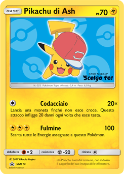 Ash's Pikachu SM114 — Sole e Luna Promo (Italian Pokémon TCG card)