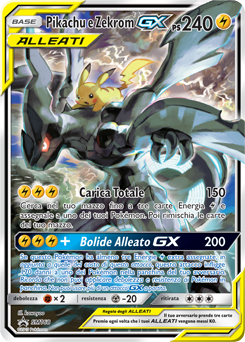 Pikachu e Zekrom GX SM168 — Sole e Luna Promo (Italian Pokémon TCG card)