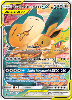 Eevee e Snorlax GX SM169 — Sole e Luna Promo (Italian Pokémon TCG card)