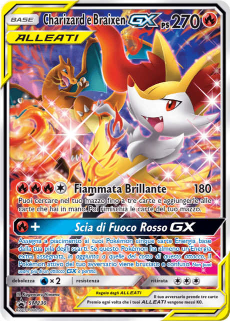 Charizard e Braixen GX SM230 — Sole e Luna Promo (Italian Pokémon TCG card)