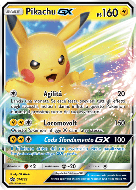 Pikachu GX SM232 — Sole e Luna Promo (Italian Pokémon TCG card)