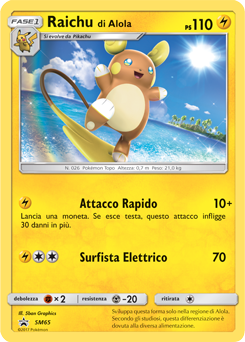 Raichu di Alola SM65 — Sole e Luna Promo (Italian Pokémon TCG card)
