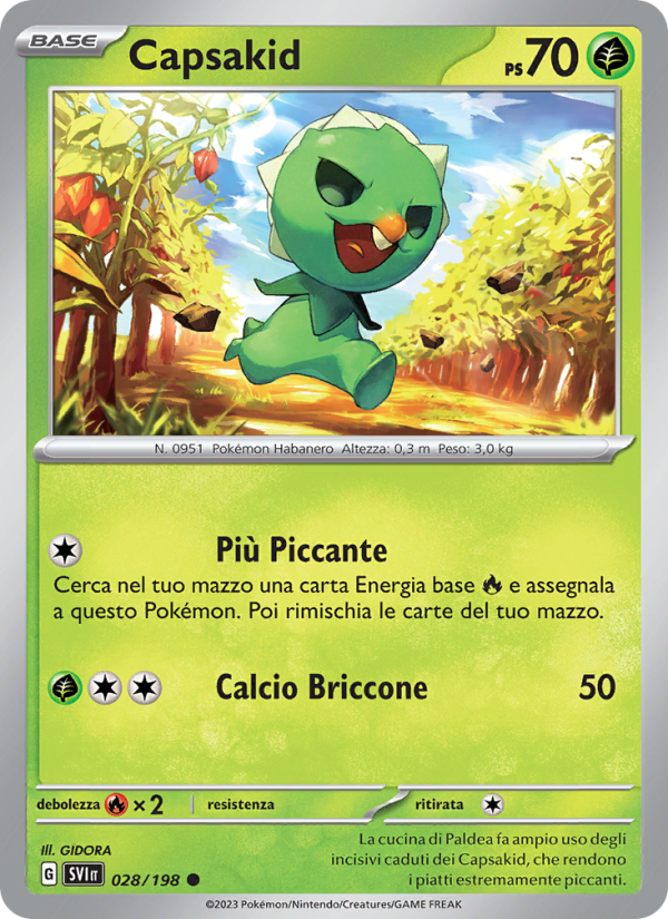 Capsakid 028/258 — Scarlatto e Violetto (Italian Pokémon TCG card)