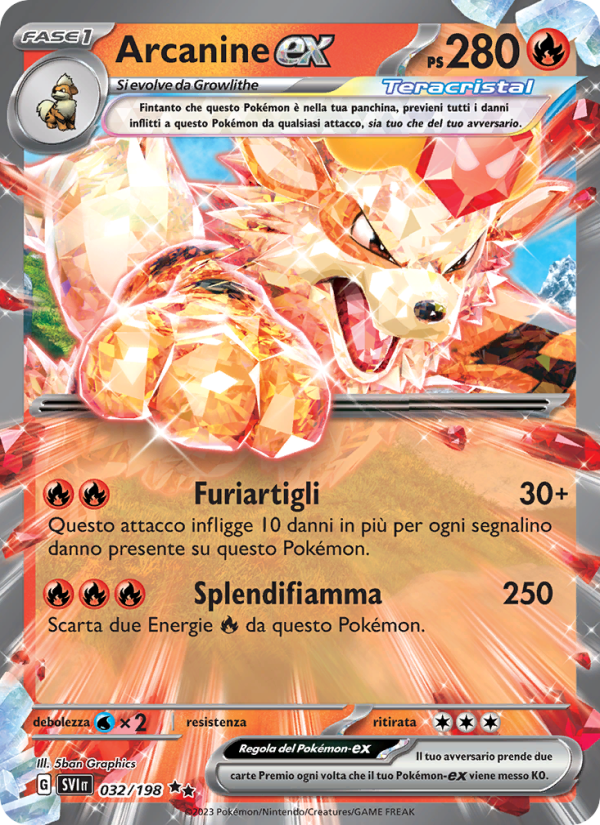 Arcanine-ex 032/258 — Scarlet & Violet (Italian Pokémon TCG card)