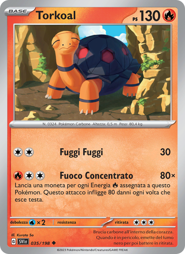 Torkoal 035/258 — Scarlatto e Violetto (Italian Pokémon TCG card)