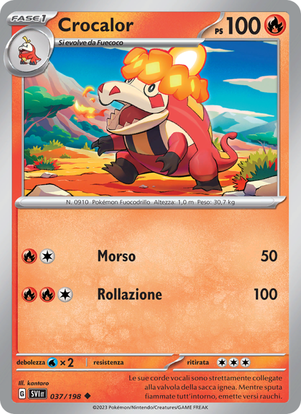 Crocalor 037/258 — Scarlatto e Violetto (Italian Pokémon TCG card)