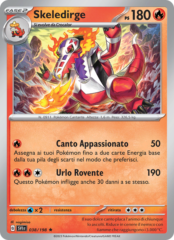 Skeledirge 038/258 — Scarlatto e Violetto (Italian Pokémon TCG card)