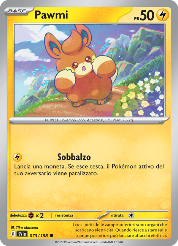 Pawmi 073/258 — Scarlatto e Violetto (Italian Pokémon TCG card)