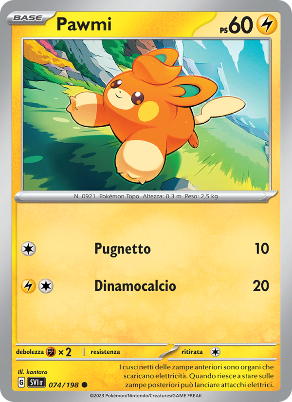 Pawmi 074/258 — Scarlatto e Violetto (Italian Pokémon TCG card)