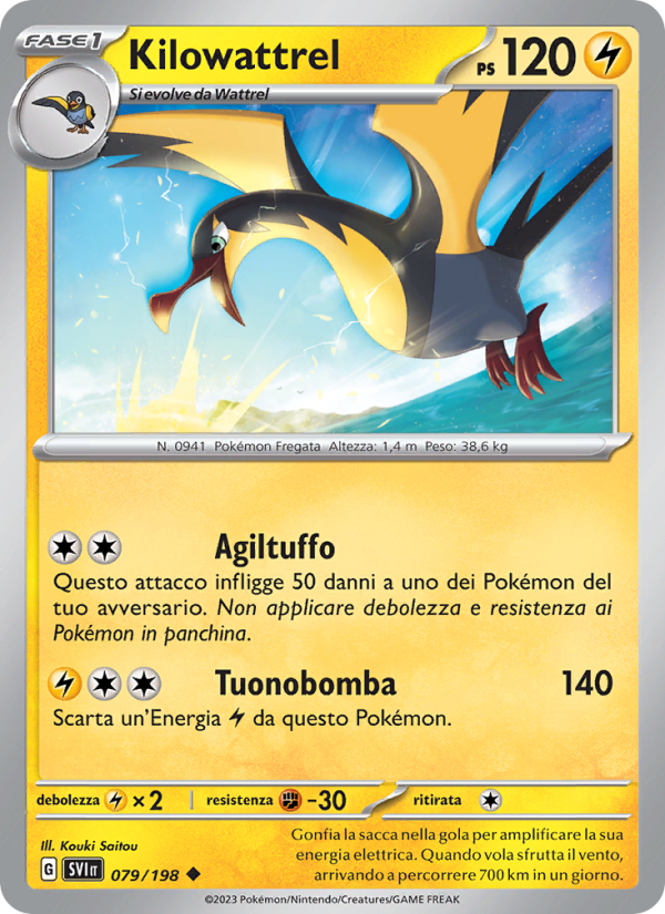 Kilowattrel 079/258 — Scarlatto e Violetto (Italian Pokémon TCG card)