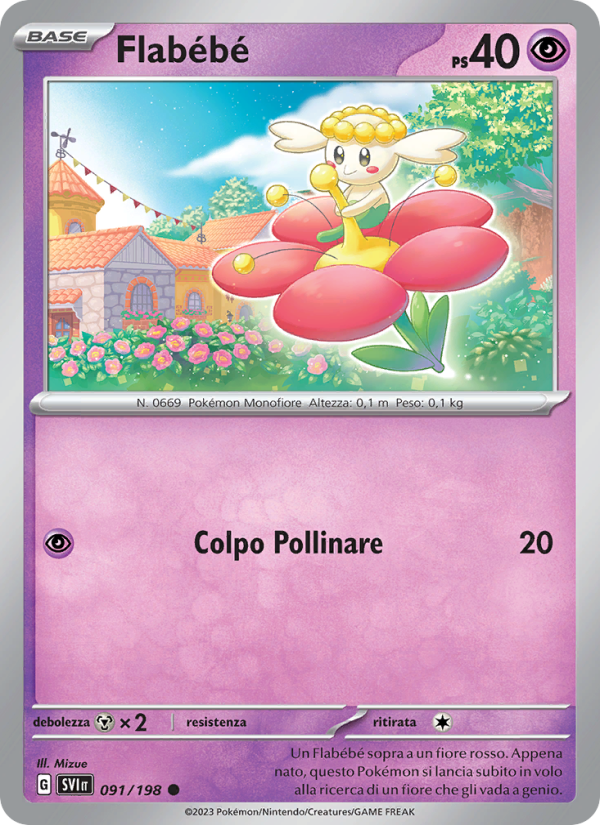 Flabébé 091/258 — Scarlatto e Violetto (Italian Pokémon TCG card)