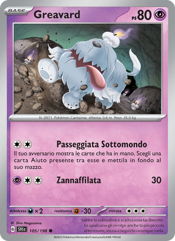 Greavard 105/258 — Scarlatto e Violetto (Italian Pokémon TCG card)