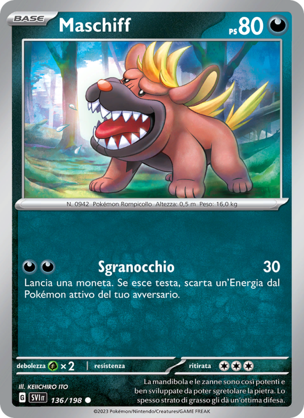 Maschiff 136/258 — Scarlatto e Violetto (Italian Pokémon TCG card)