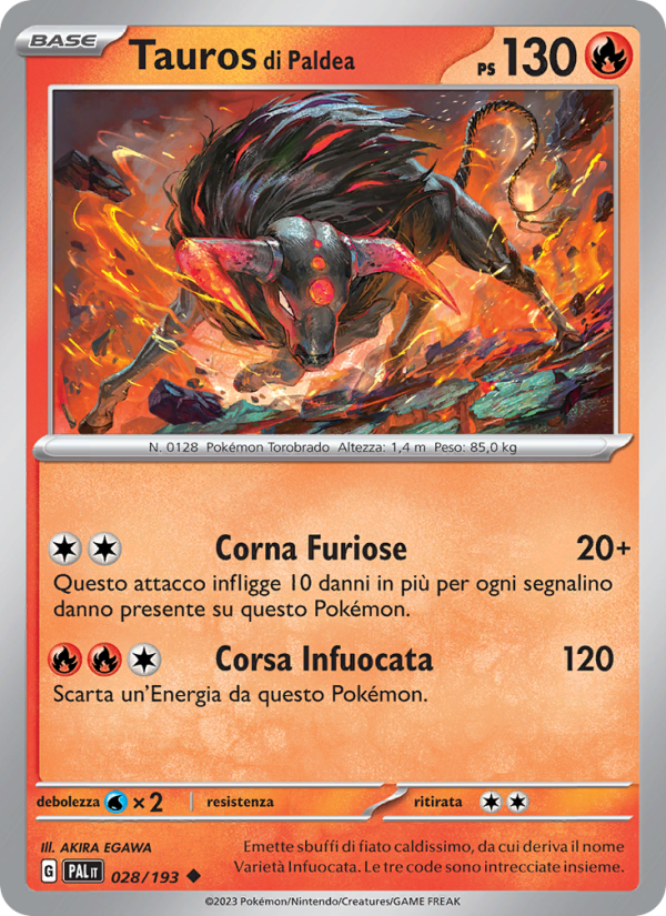 Tauros di Paldea 028/279 — Evoluzioni a Paldea (Italian Pokémon TCG card)