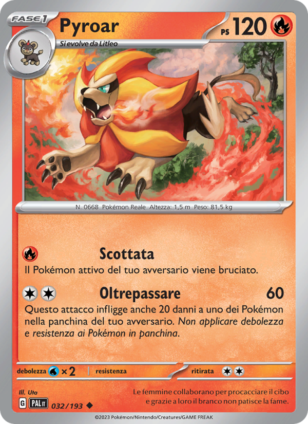 Pyroar 032/279 — Evoluzioni a Paldea (Italian Pokémon TCG card)