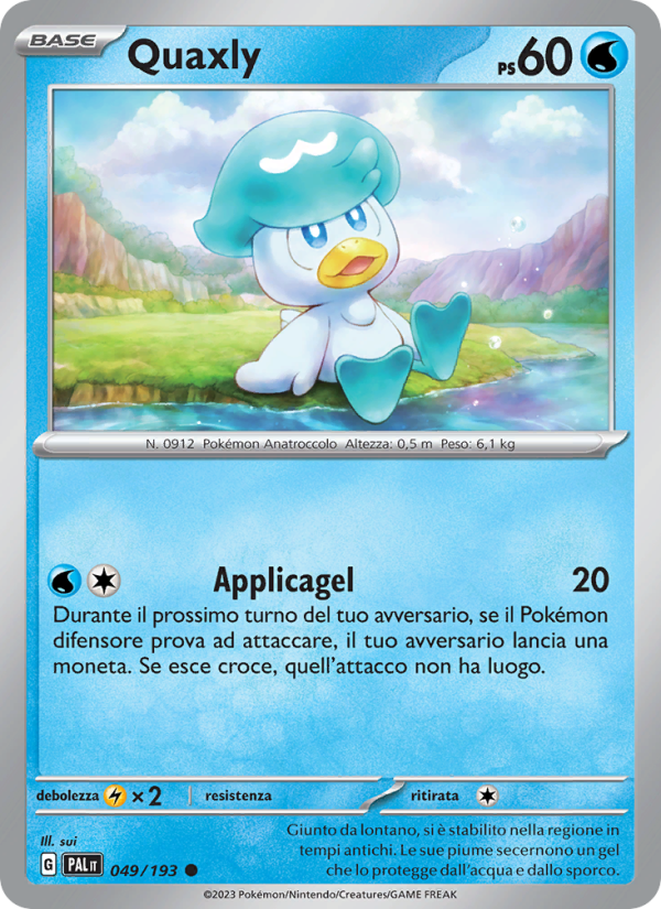 Quaxly 049/279 — Evoluzioni a Paldea (Italian Pokémon TCG card)