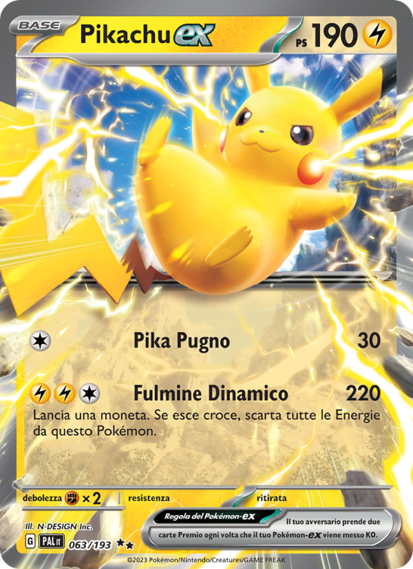 Pikachu-ex 063/279 — Evoluzioni a Paldea (Italian Pokémon TCG card)