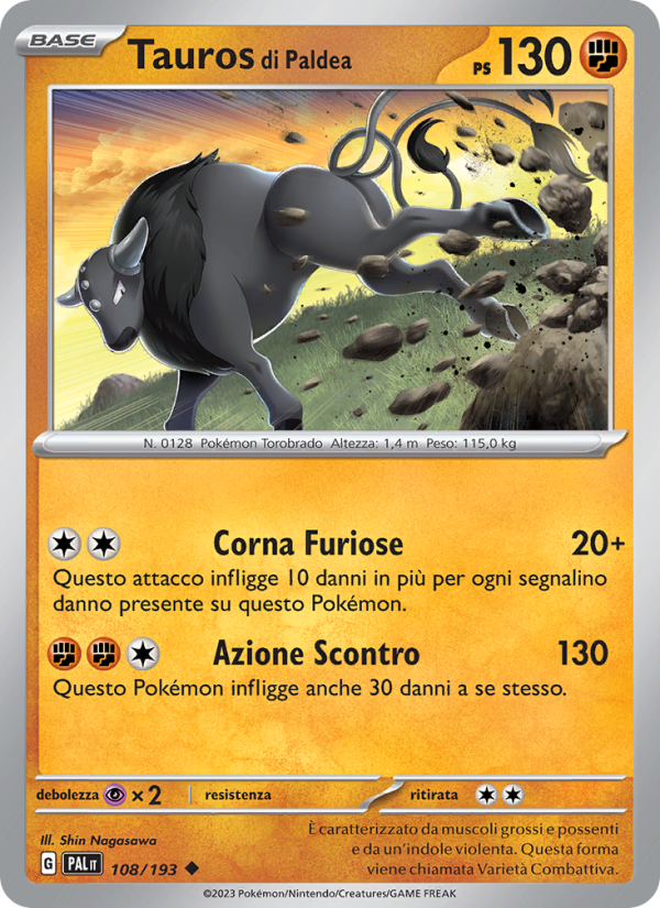 Tauros di Paldea 108/279 — Evoluzioni a Paldea (Italian Pokémon TCG card)