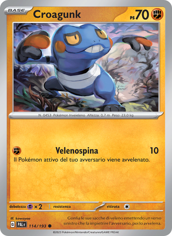 Croagunk 114/279 — Evoluzioni a Paldea (Italian Pokémon TCG card)